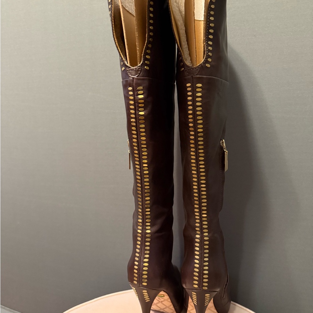 L.A.M.B. Dark Brown Leather Over the Knee Boots size 7.5 - Picture 3 of 9